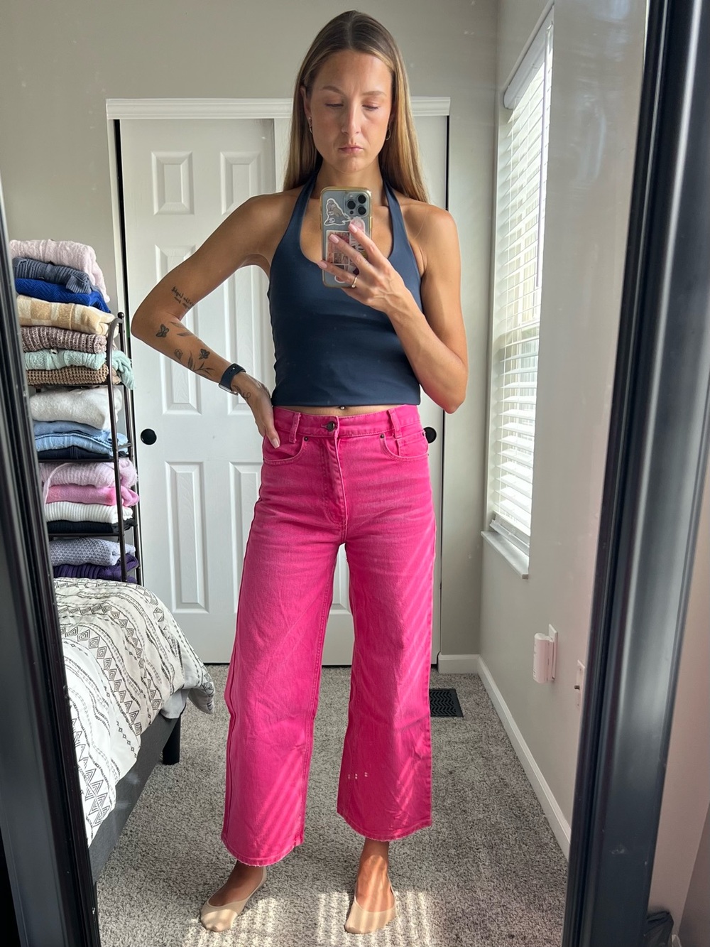 BDG Hot Pink Wide-Leg High-Rise Jeans